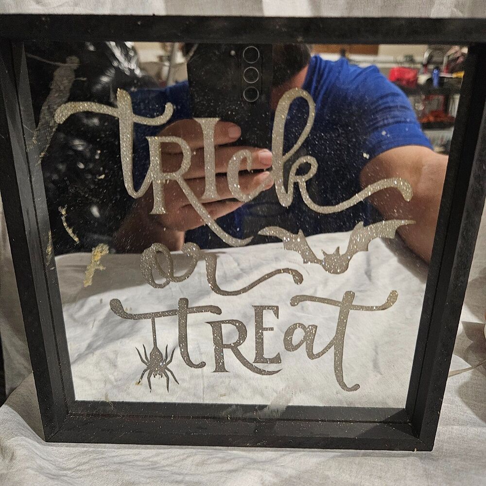 Set of 2 Lighted Halloween Shadow Box Signs Trick Treat Hocus Pocus